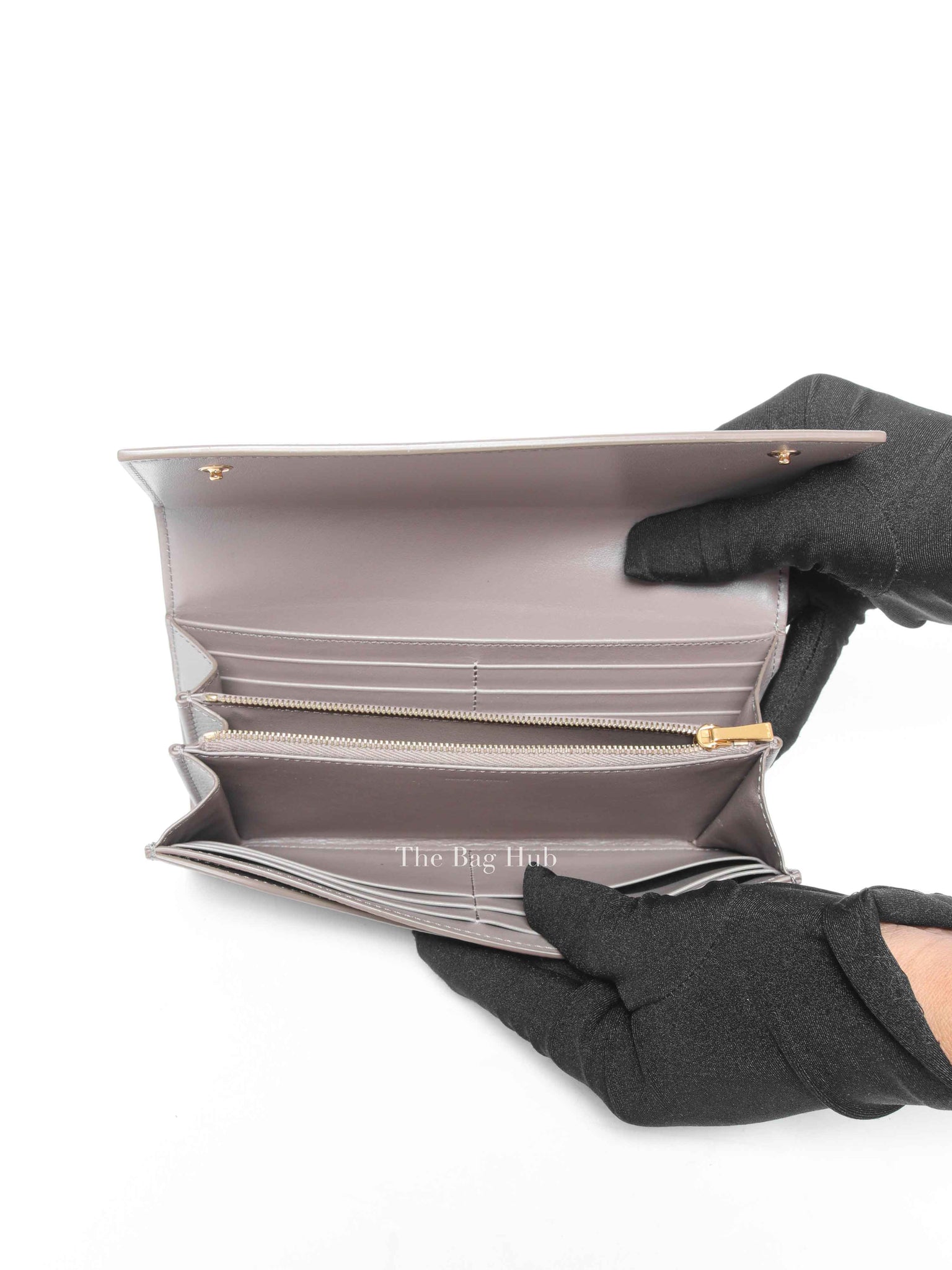 Celine Gray Leather Long Snap Wallet