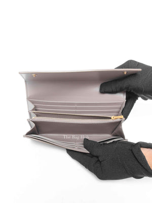 Celine Gray Leather Long Snap Wallet