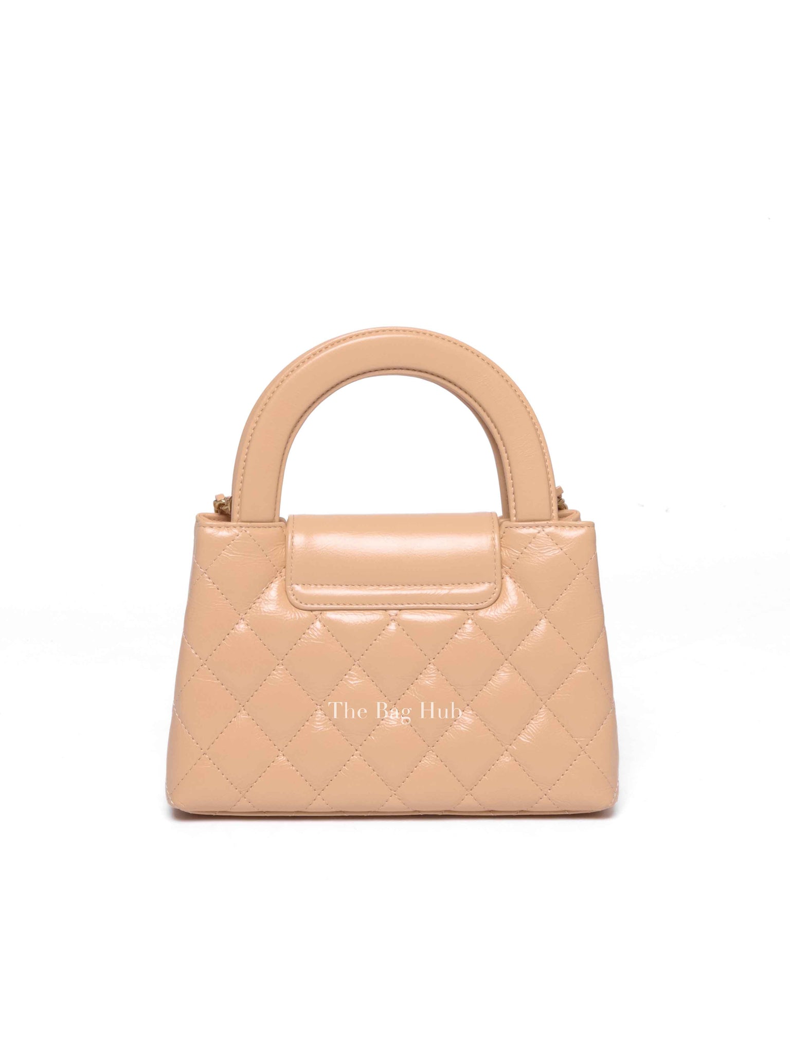 Chanel Beige Quilted Shiny Aged Calfskin Nano Kelly Shopper Bag