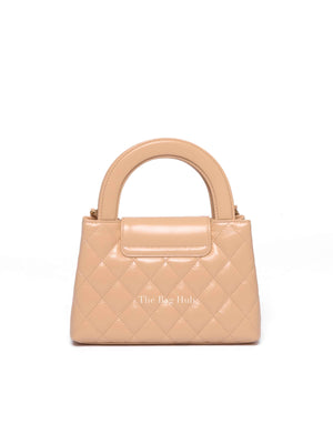 Chanel Beige Quilted Shiny Aged Calfskin Nano Kelly Shopper Bag