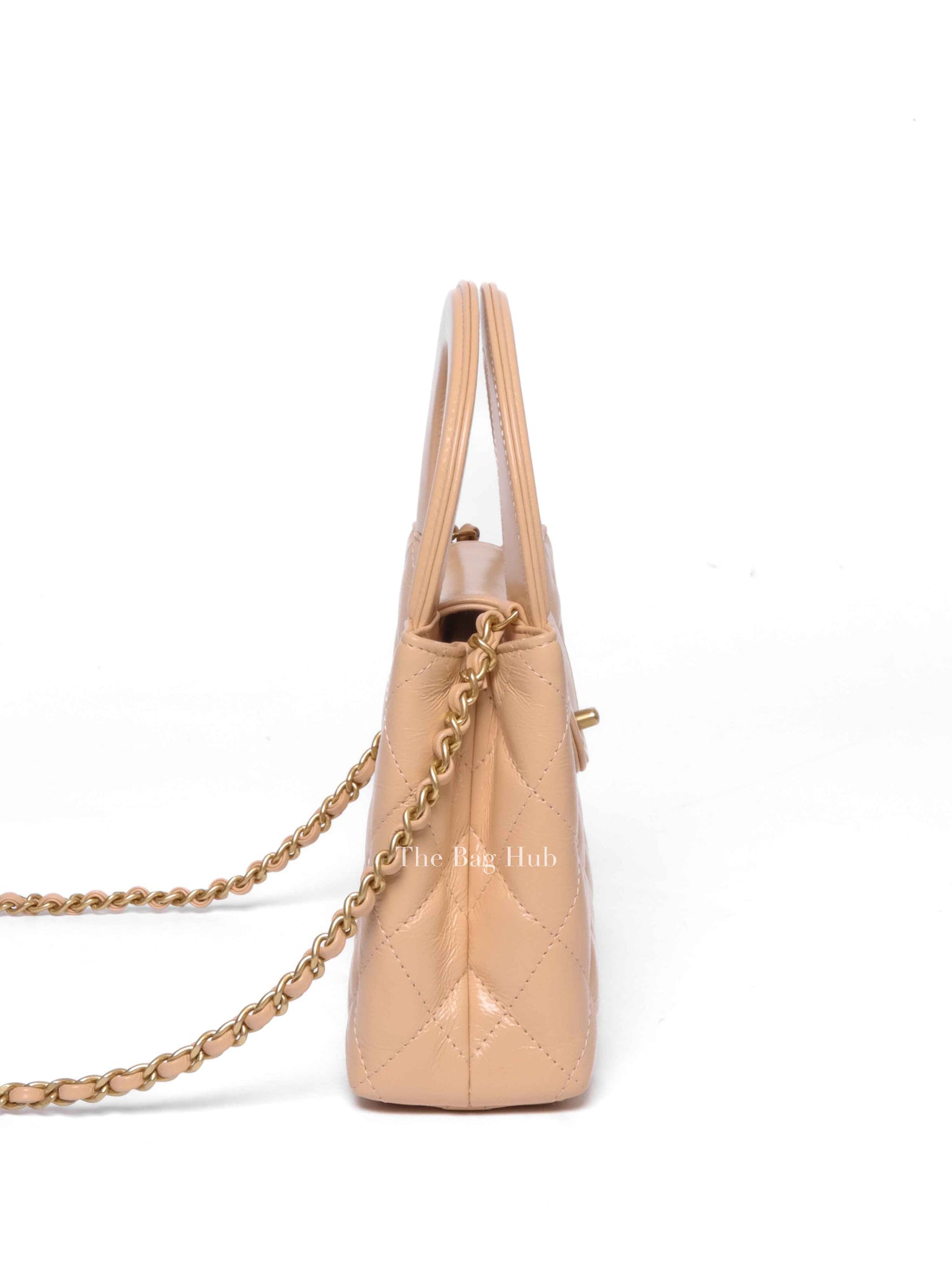 Chanel Beige Quilted Shiny Aged Calfskin Nano Kelly Shopper Bag