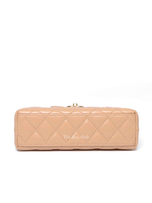 Chanel Beige Quilted Shiny Aged Calfskin Nano Kelly Shopper Bag