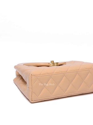 Chanel Beige Quilted Shiny Aged Calfskin Nano Kelly Shopper Bag
