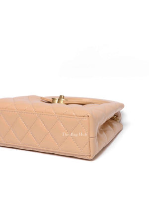 Chanel Beige Quilted Shiny Aged Calfskin Nano Kelly Shopper Bag