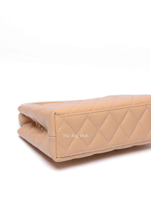 Chanel Beige Quilted Shiny Aged Calfskin Nano Kelly Shopper Bag