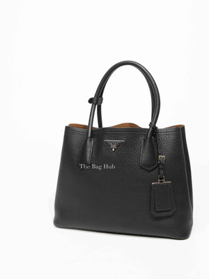 Prada Nero Vitello Daino Double Handle Tote Bag 1BG007 w/o Strap