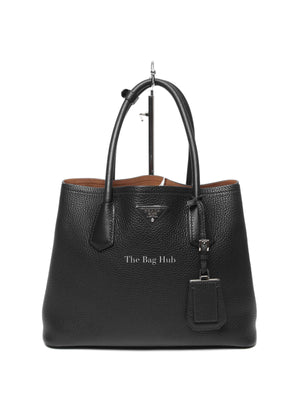 Prada Nero Vitello Daino Double Handle Tote Bag 1BG007 w/o Strap
