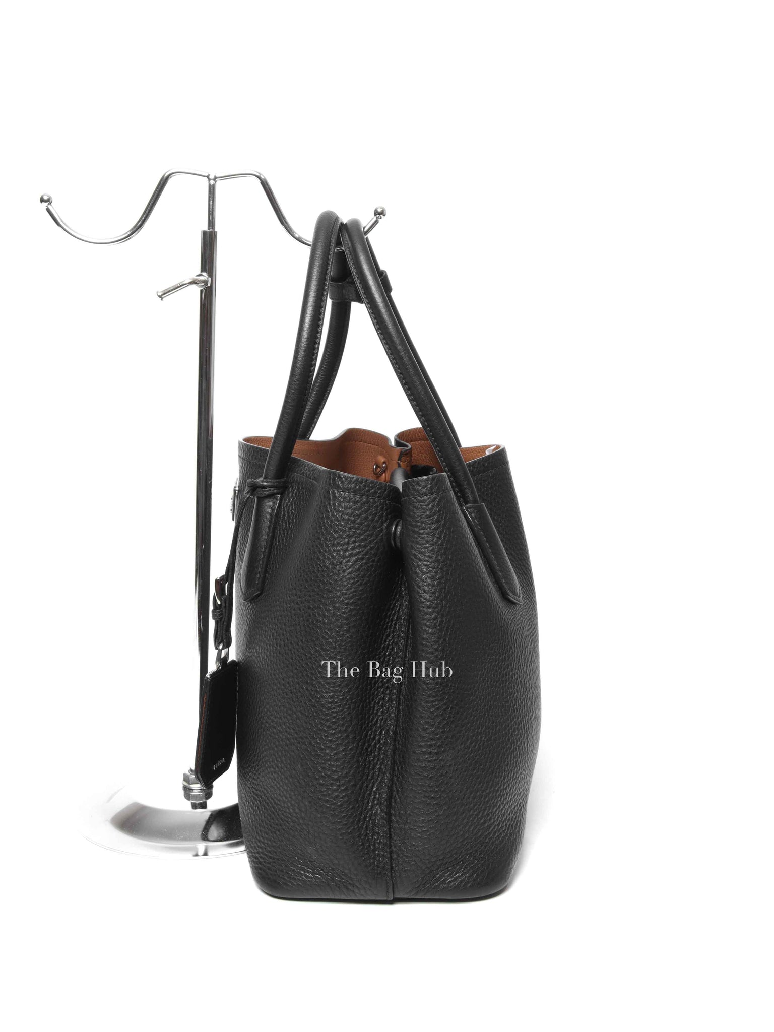 Prada Nero Vitello Daino Double Handle Tote Bag 1BG007 w/o Strap