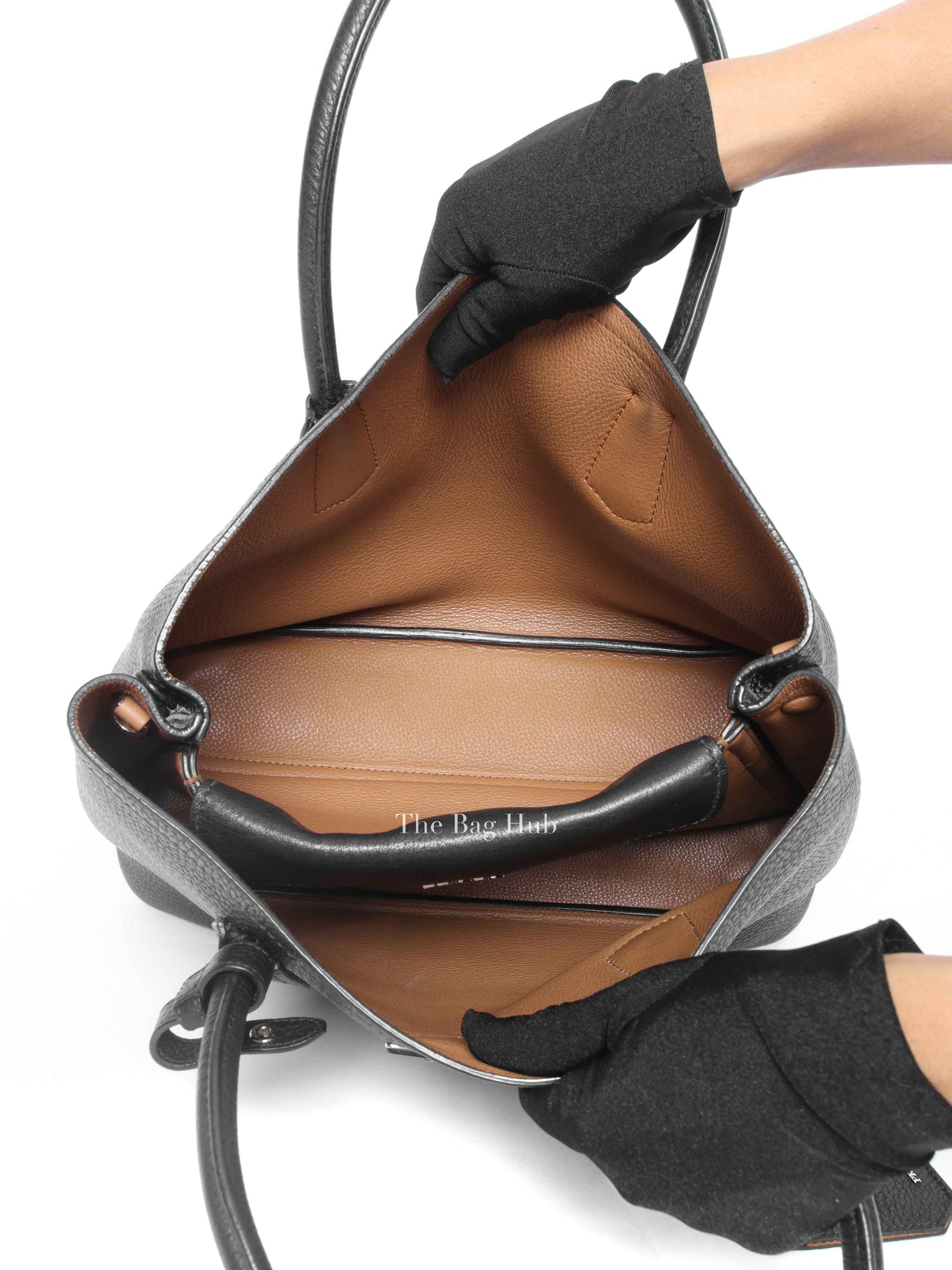 Prada Nero Vitello Daino Double Handle Tote Bag 1BG007 w/o Strap