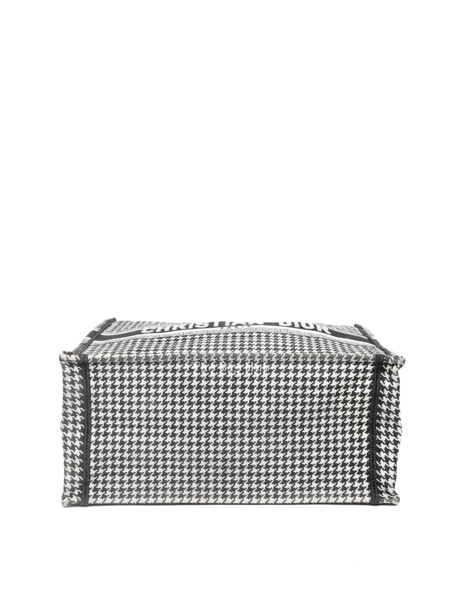 Christian Dior White/Black Houndstooth Embroidered Medium Book Tote