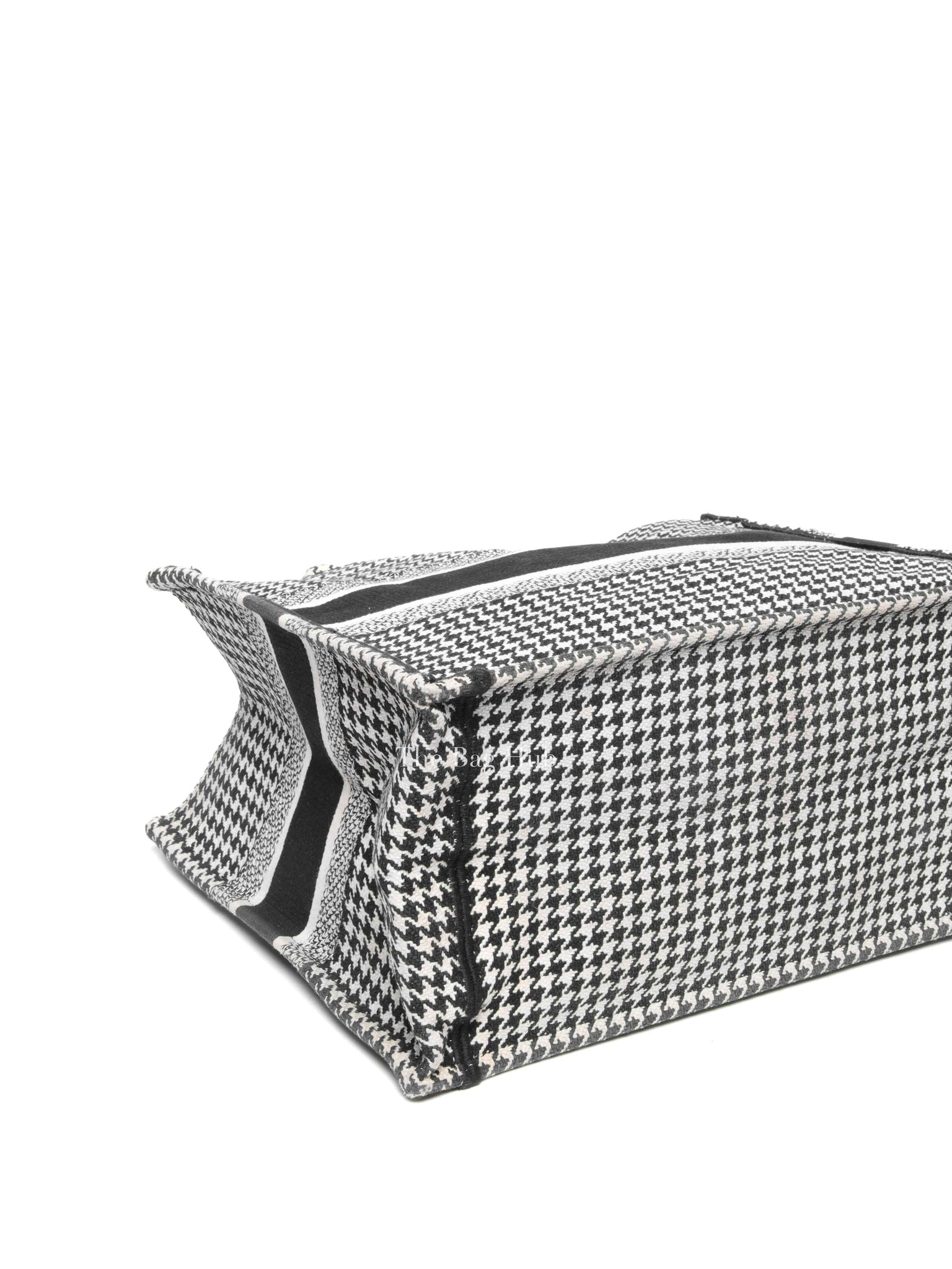 Christian Dior White/Black Houndstooth Embroidered Medium Book Tote