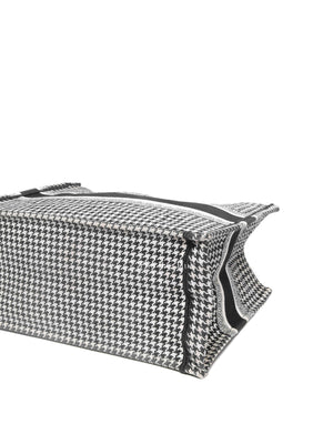 Christian Dior White/Black Houndstooth Embroidered Medium Book Tote