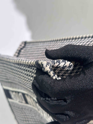 Christian Dior White/Black Houndstooth Embroidered Medium Book Tote