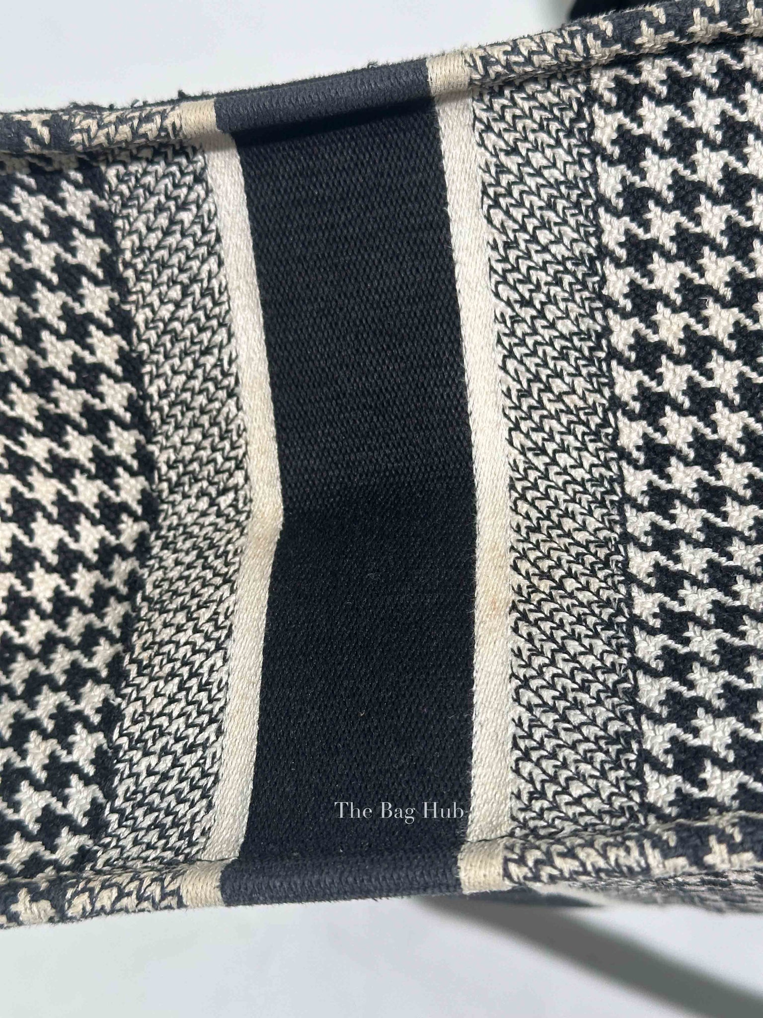 Christian Dior White/Black Houndstooth Embroidered Medium Book Tote