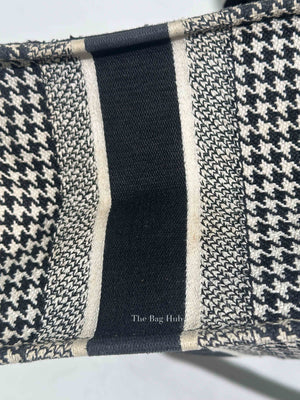 Christian Dior White/Black Houndstooth Embroidered Medium Book Tote