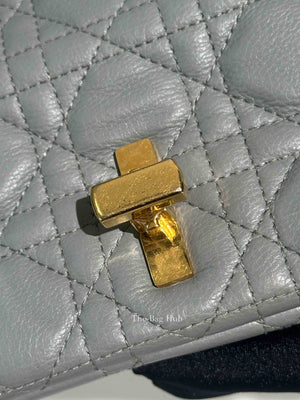 Christian Dior Grey Cannage Calfskin Leather Large Caro Bag