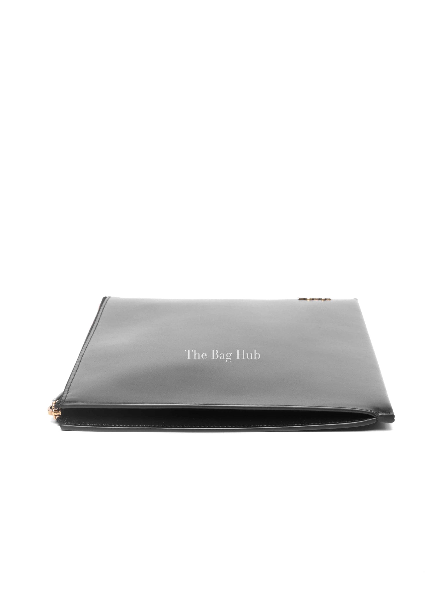 Saint Laurent Black Shiny Calfskin Tiny Monogram Zip Tablet Holder