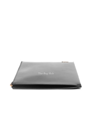 Saint Laurent Black Shiny Calfskin Tiny Monogram Zip Tablet Holder