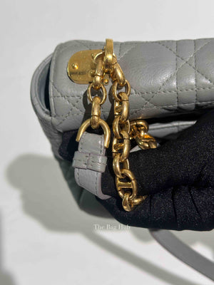 Christian Dior Grey Cannage Calfskin Leather Large Caro Bag