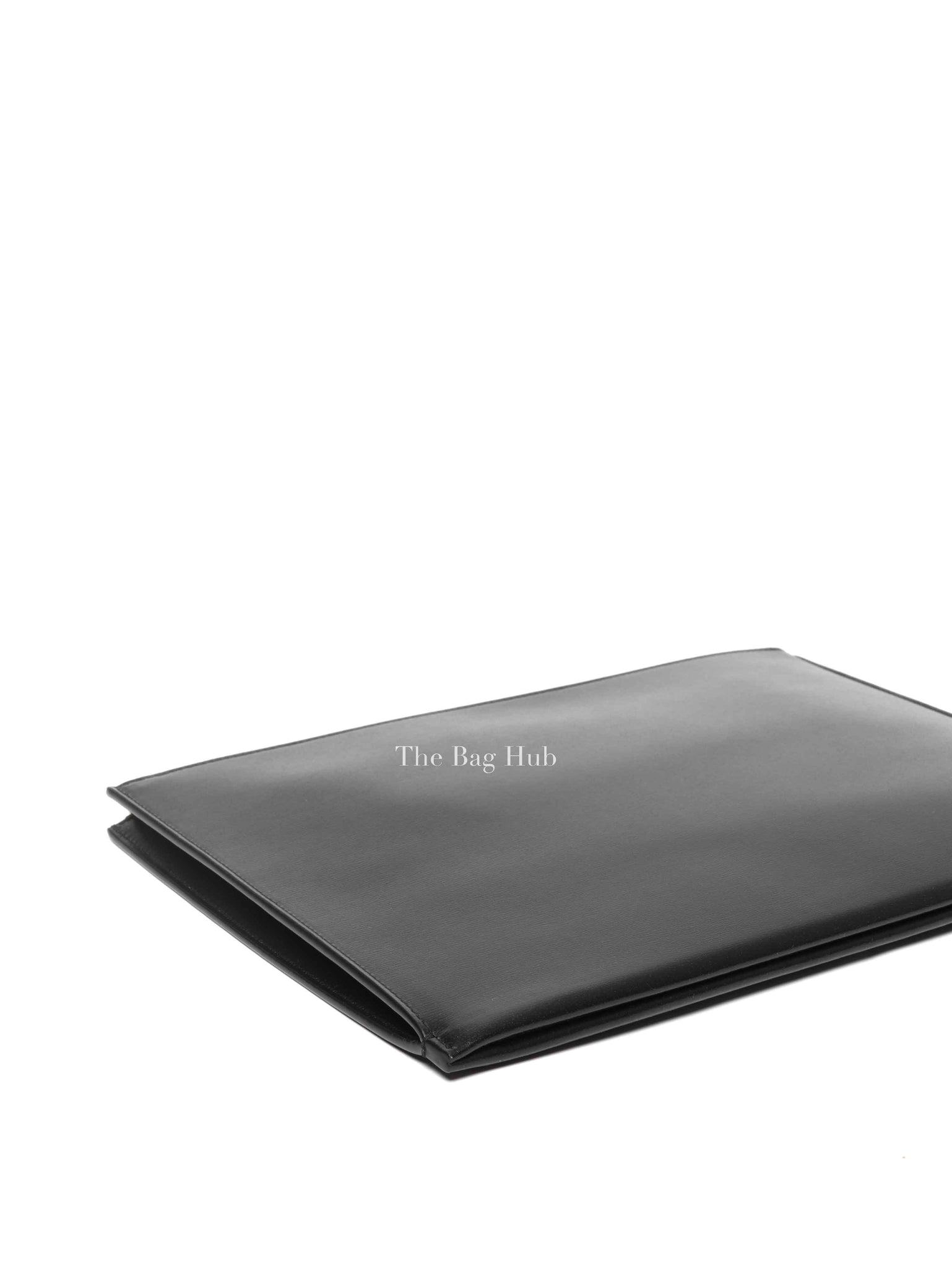Saint Laurent Black Shiny Calfskin Tiny Monogram Zip Tablet Holder