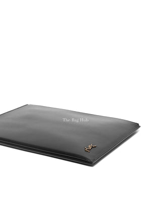 Saint Laurent Black Shiny Calfskin Tiny Monogram Zip Tablet Holder