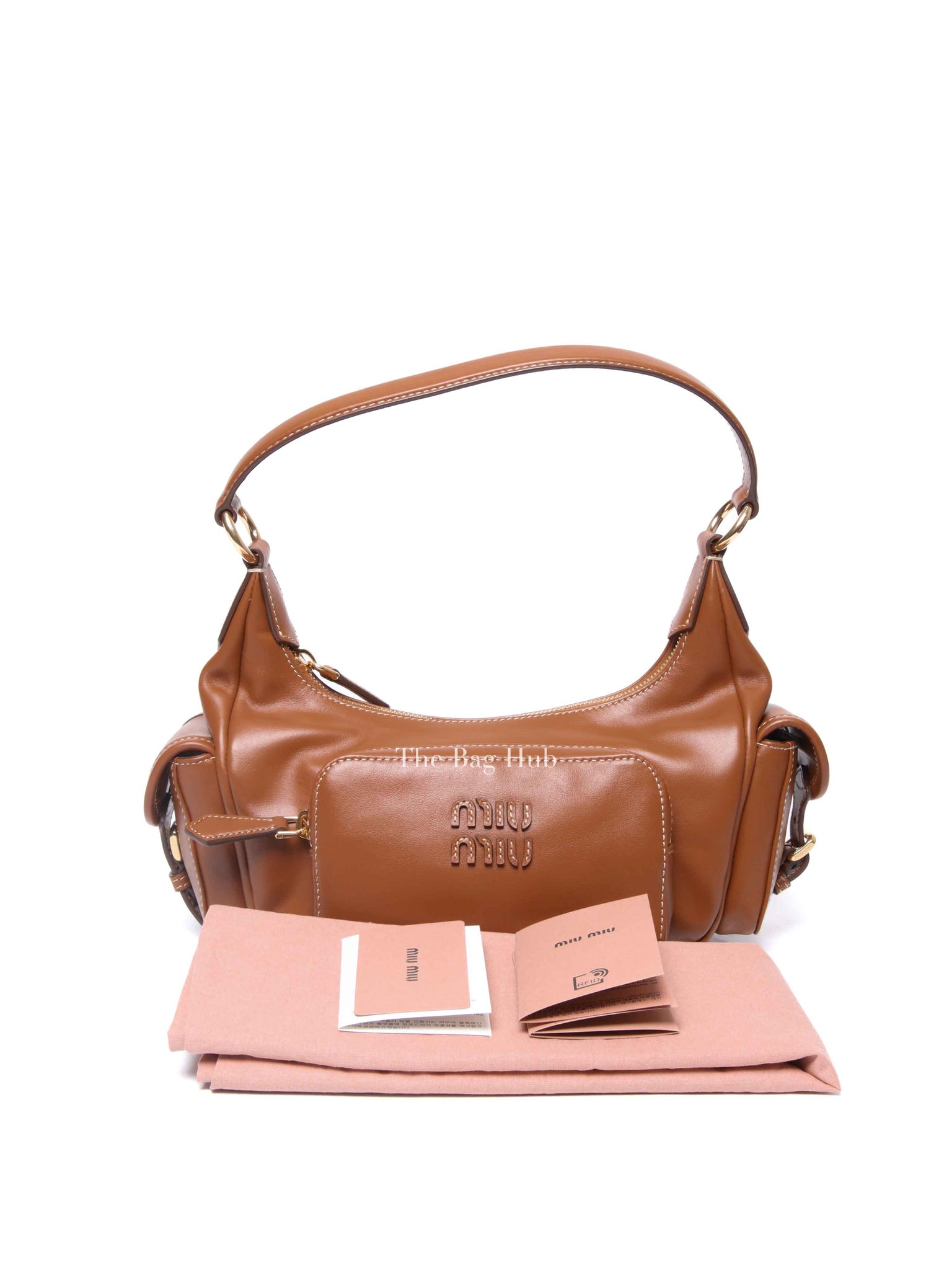 Miu Miu Cognac Nappa Leather Pocket Bag