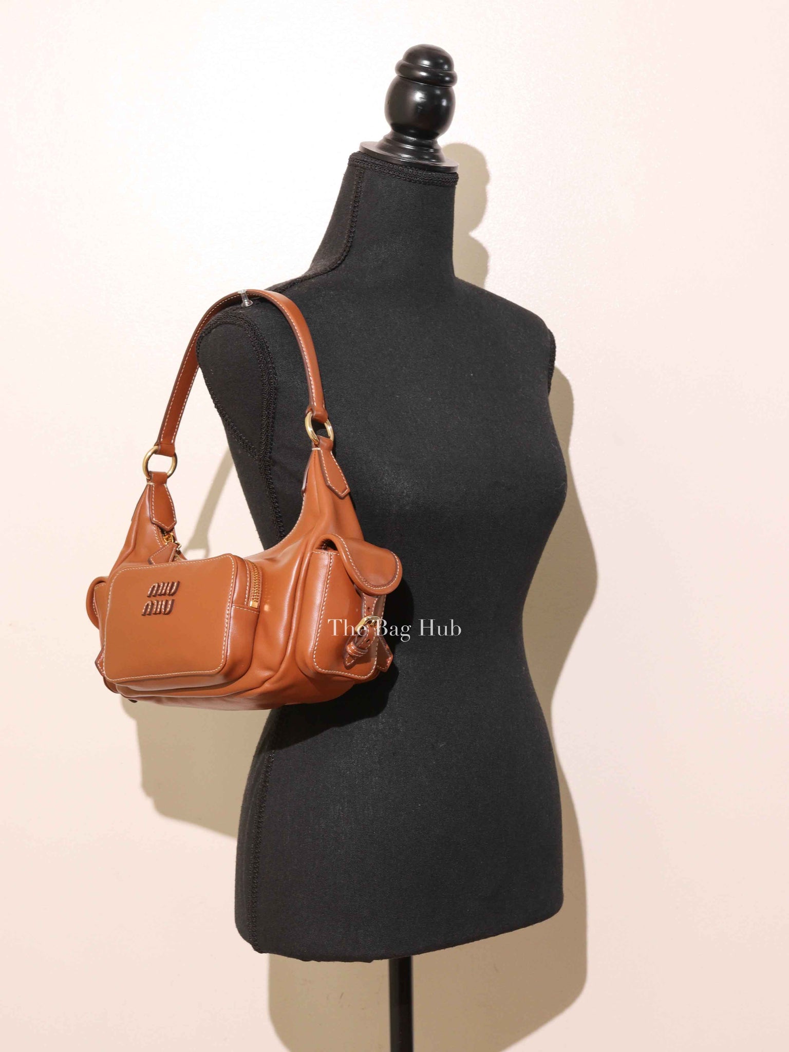 Miu Miu Cognac Nappa Leather Pocket Bag