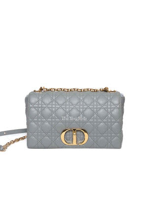 Christian Dior Grey Cannage Calfskin Leather Large Caro Bag