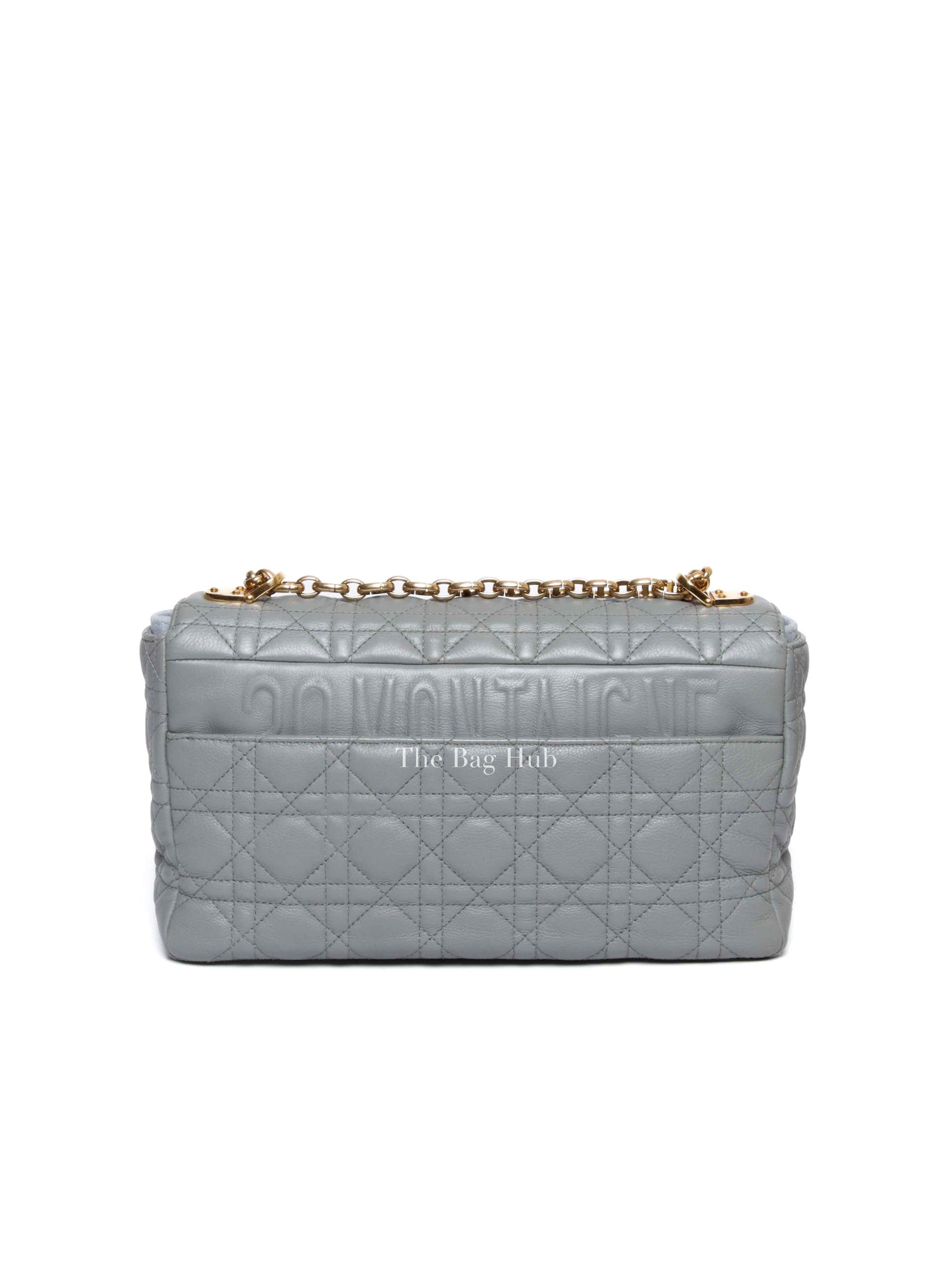 Christian Dior Grey Cannage Calfskin Leather Large Caro Bag
