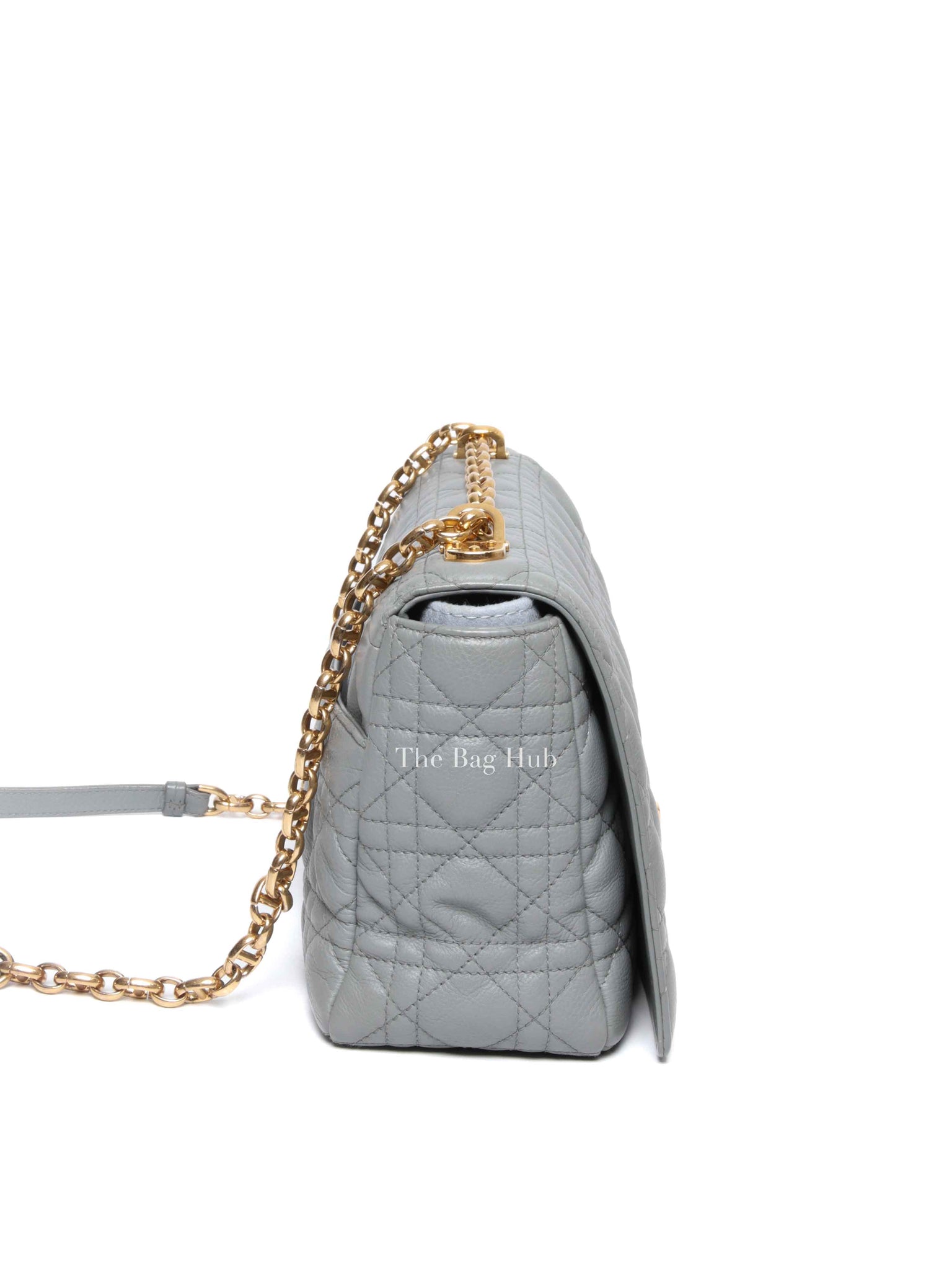Christian Dior Grey Cannage Calfskin Leather Large Caro Bag