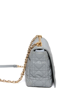Christian Dior Grey Cannage Calfskin Leather Large Caro Bag