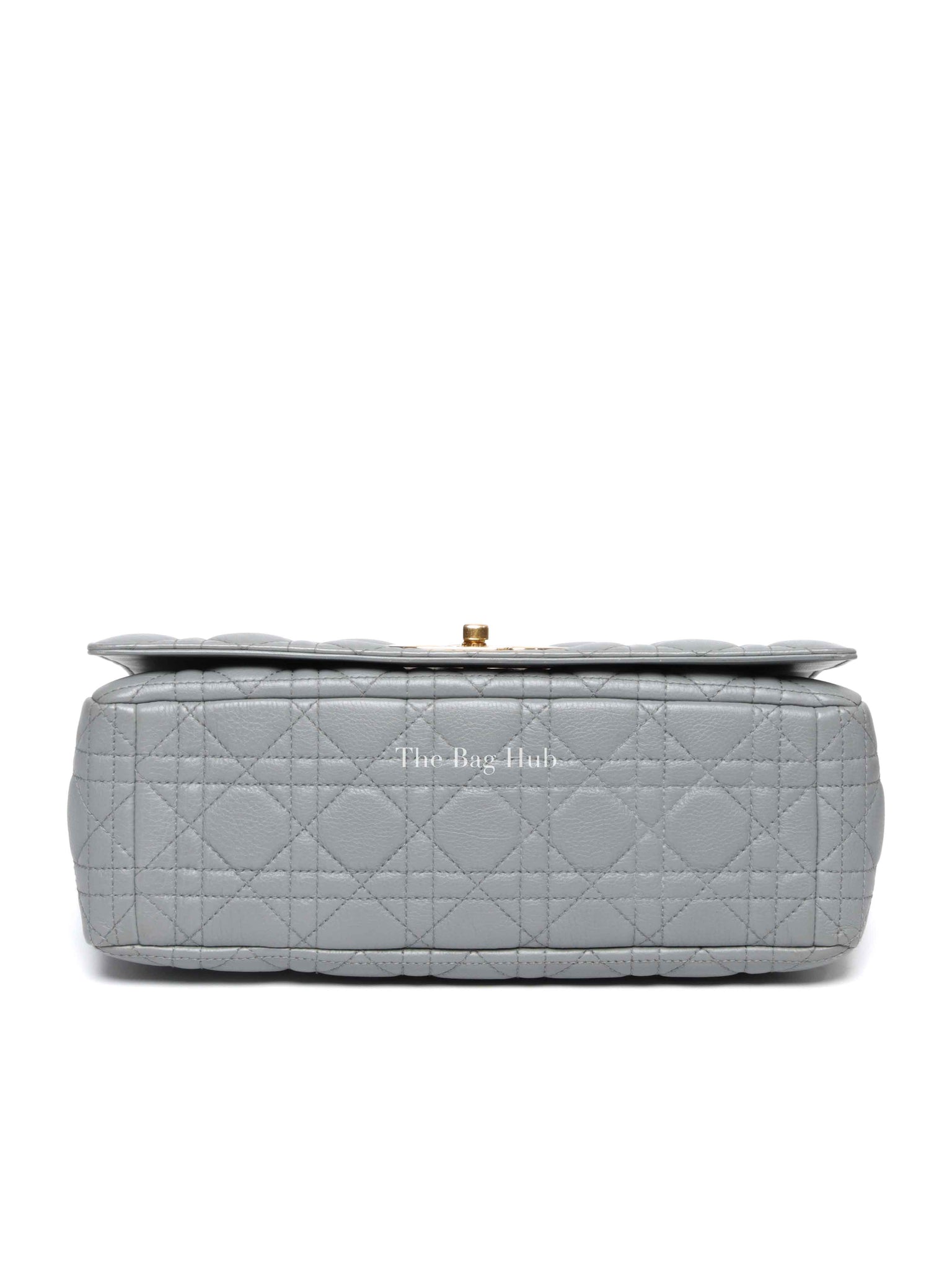 Christian Dior Grey Cannage Calfskin Leather Large Caro Bag