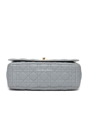 Christian Dior Grey Cannage Calfskin Leather Large Caro Bag