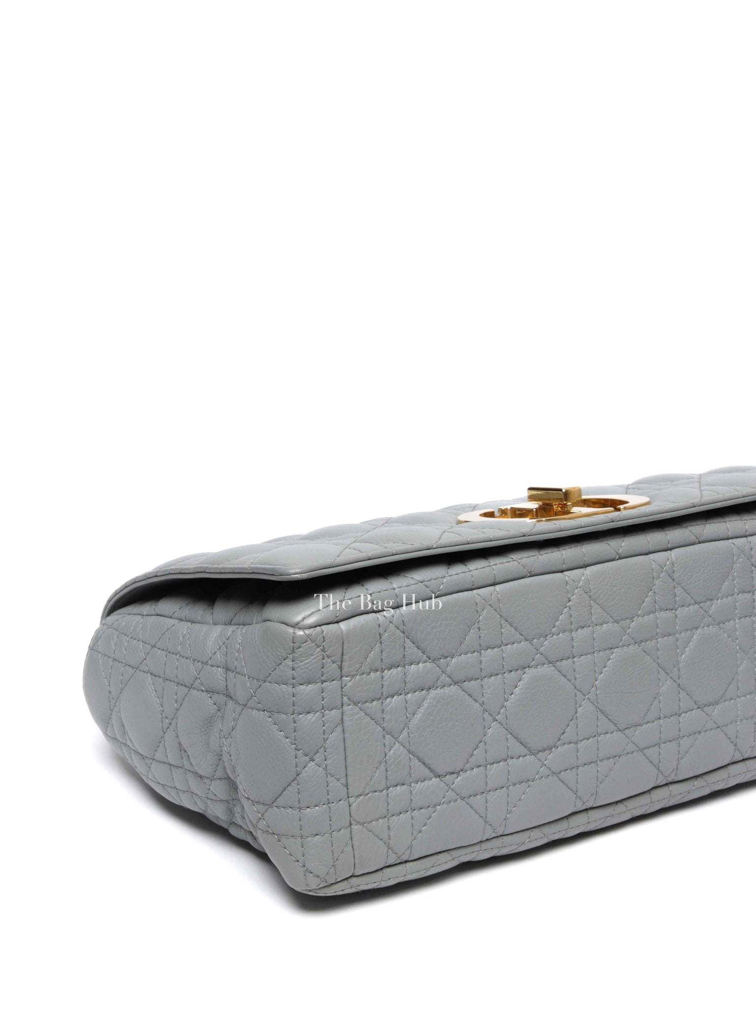 Christian Dior Grey Cannage Calfskin Leather Large Caro Bag