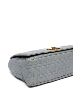 Christian Dior Grey Cannage Calfskin Leather Large Caro Bag