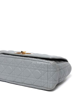 Christian Dior Grey Cannage Calfskin Leather Large Caro Bag