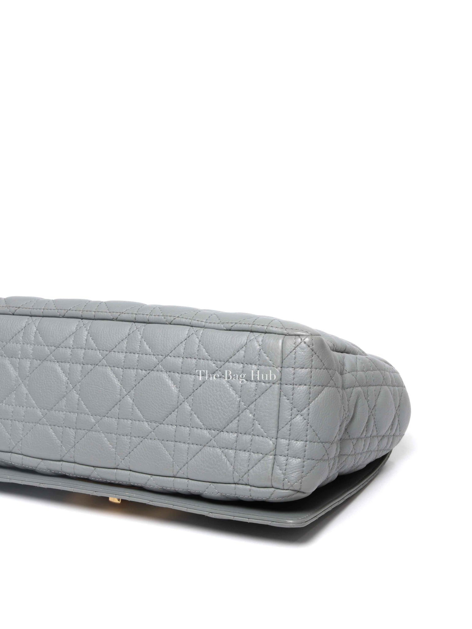 Christian Dior Grey Cannage Calfskin Leather Large Caro Bag