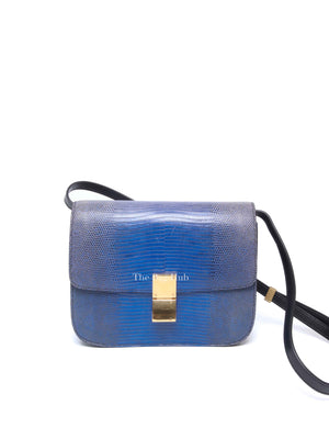 Celine Blue Lizard Classic Box Bag GHW