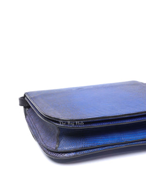 Celine Blue Lizard Classic Box Bag GHW