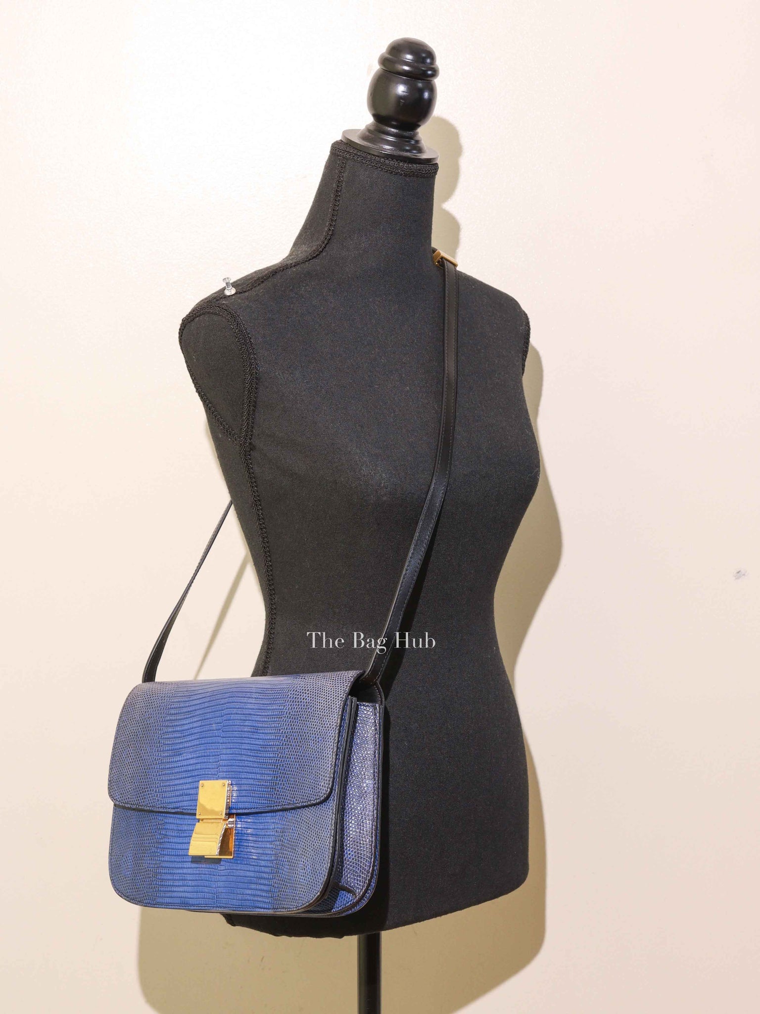 Celine Blue Lizard Classic Box Bag GHW