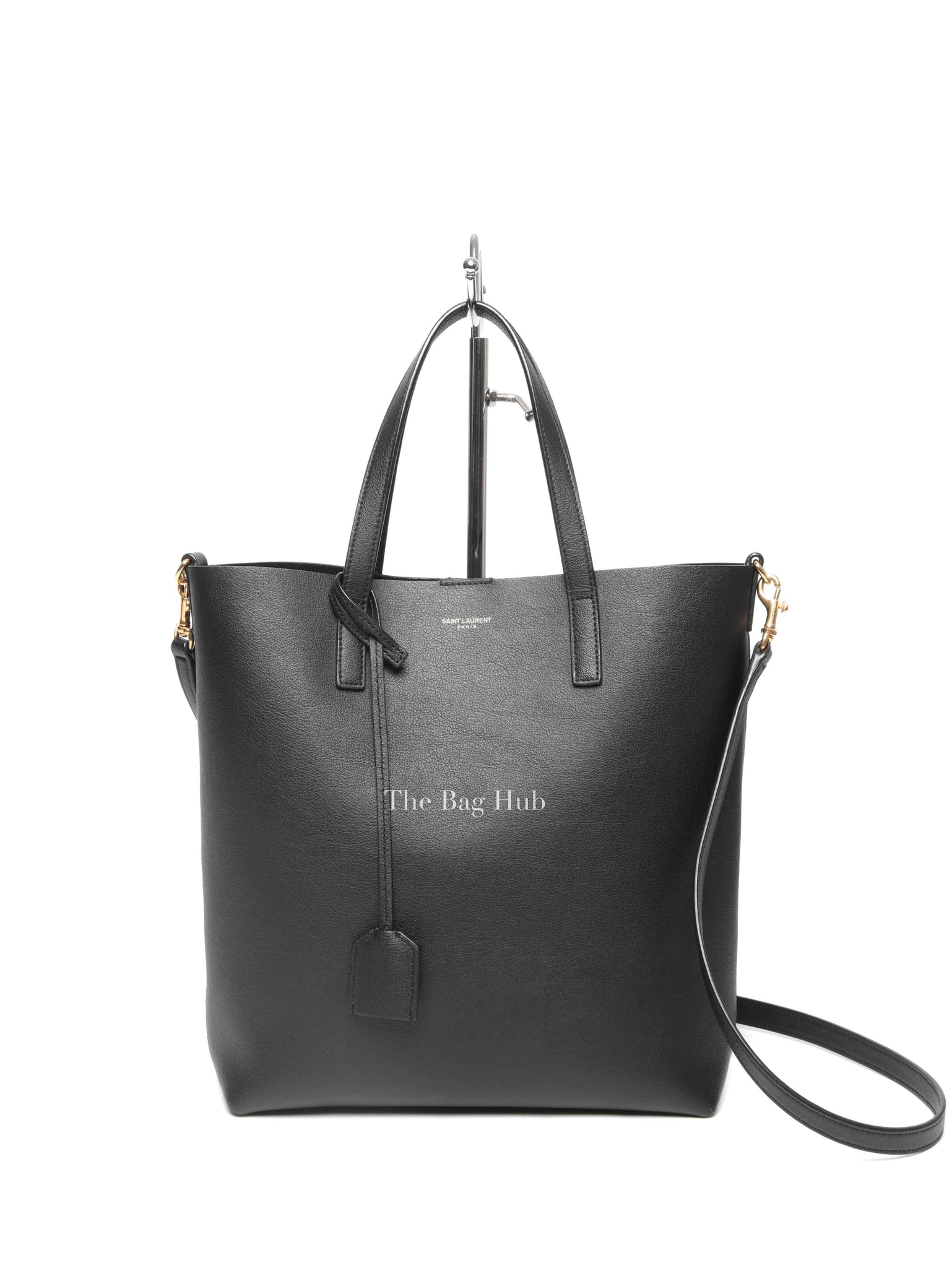 Saint Laurent Black Leather Toy Shopping Tote Bag
