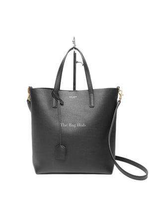 Saint Laurent Black Leather Toy Shopping Tote Bag