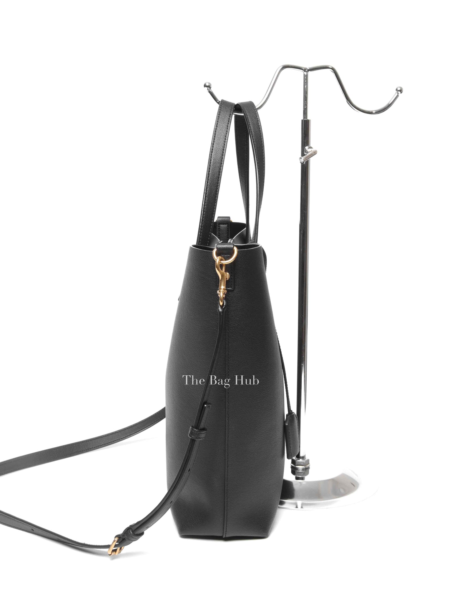 Saint Laurent Black Leather Toy Shopping Tote Bag