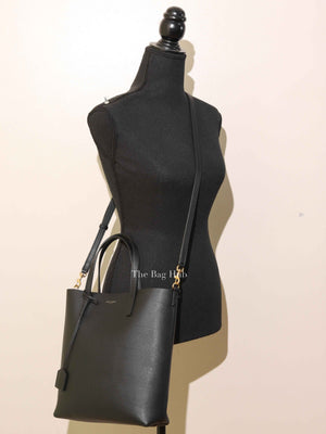 Saint Laurent Black Leather Toy Shopping Tote Bag