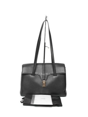 Celine Black Grained Calfskin Leather Medium Soft Bag GHW