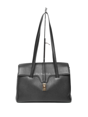 Celine Black Grained Calfskin Leather Medium Soft Bag GHW