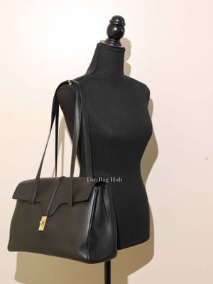 Celine Black Grained Calfskin Leather Medium Soft Bag GHW