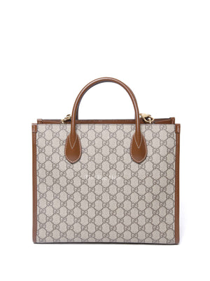 Gucci Beige/Ebony GG Supreme Canvas and Leather GG Small Tote Bag
