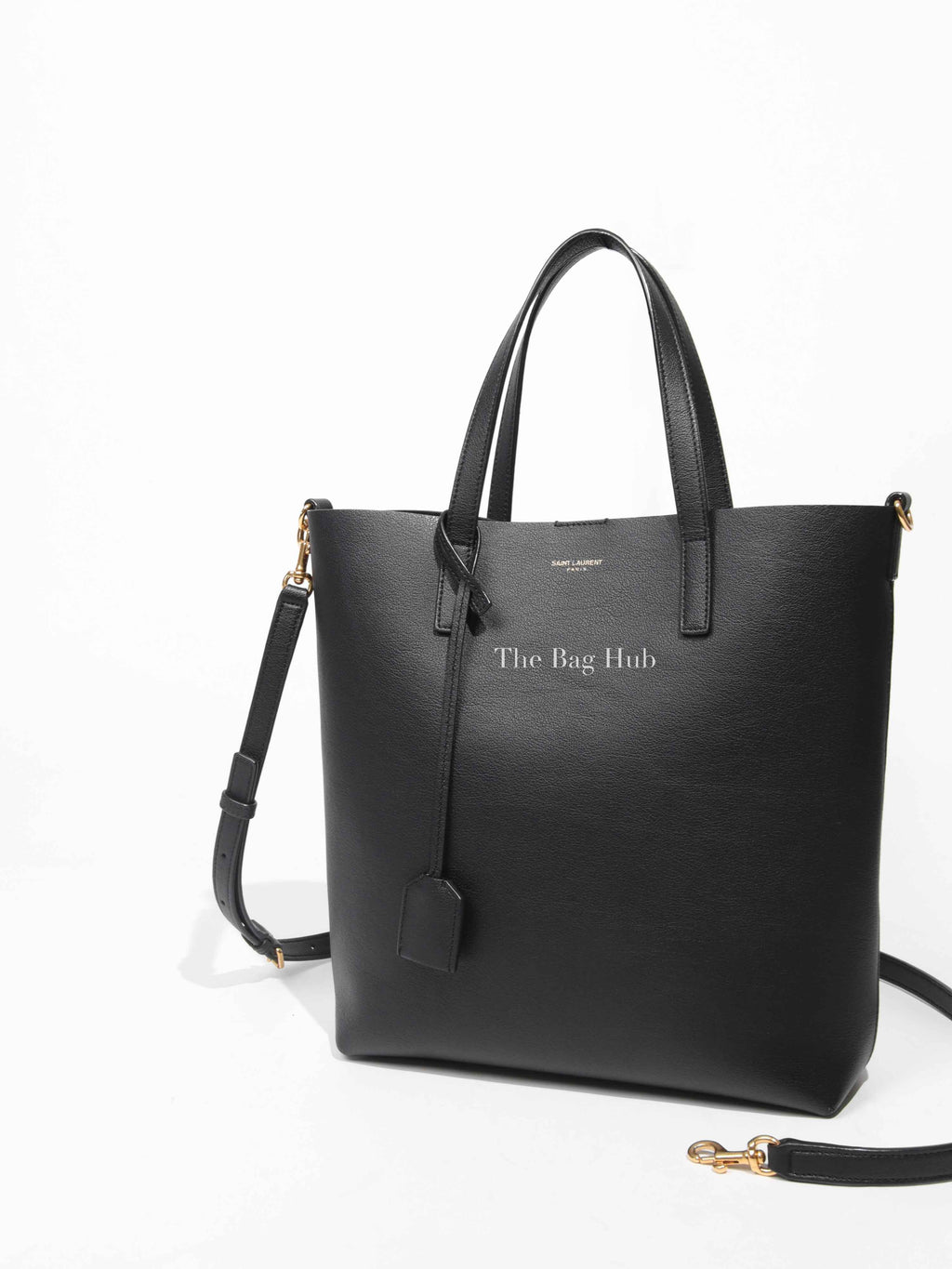 Saint Laurent Black Leather Toy Shopping Tote Bag