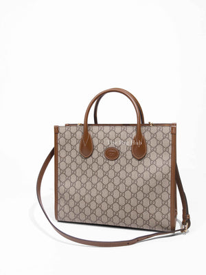 Gucci Beige/Ebony GG Supreme Canvas and Leather GG Small Tote Bag